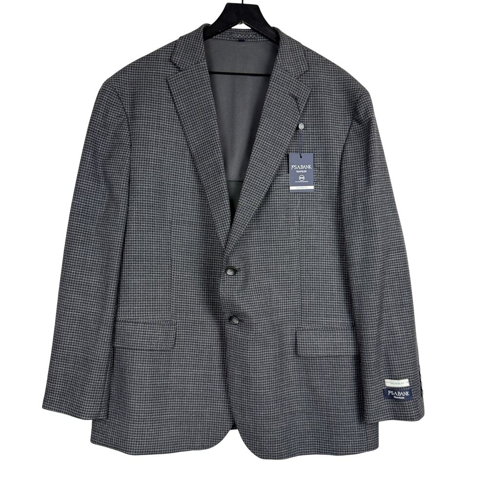 New Jos. A. Bank Traveler Tailored Fit Blazer Jacket Houndstooth Gray - 48R